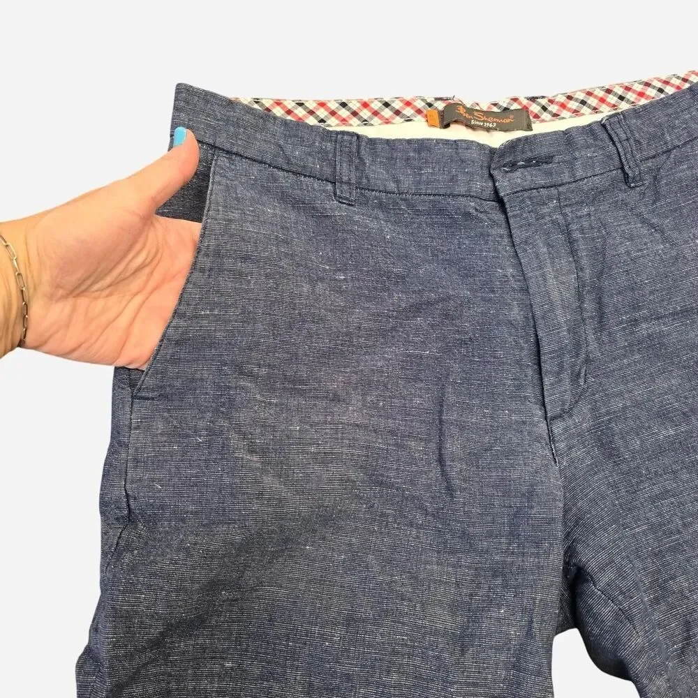 Ben Sherman Men's Size 32 blue linen shorts